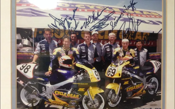 Cycle Gear race team photo, signed