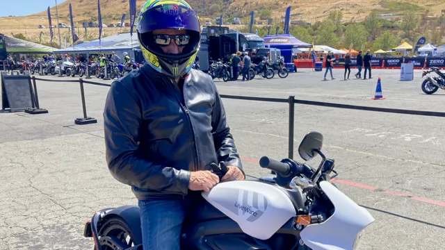 Rider on a motorcycle at a demo event